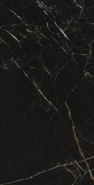 Carrelage intérieur Untiles Rider HG Black 60x120cm en grès cérame rectifié effet marbre noir brillant grand format pour sol moderne chez R&D Carrelage