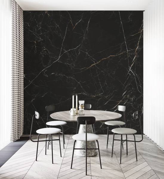 Faïence murale Untiles série Rider HG Black 60x120cm  effet marbre noir brillant grand format pour salle de bain et cuisine chez R&D Carrelage